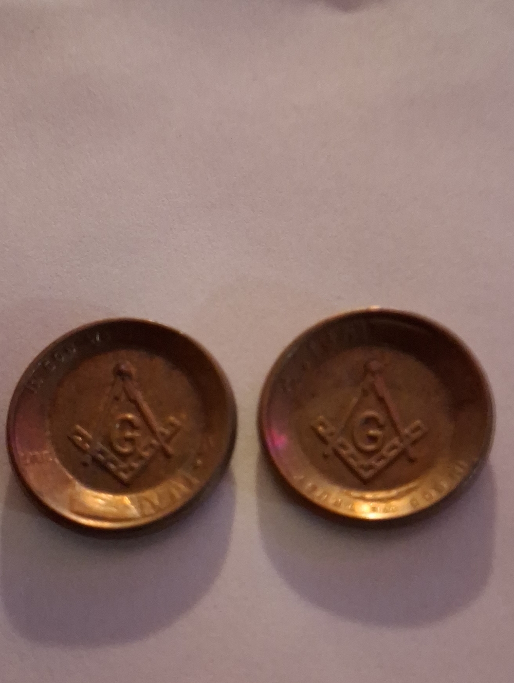 Unbranded Copper-Tone Masonic Coin Dish Set - Copper Finish